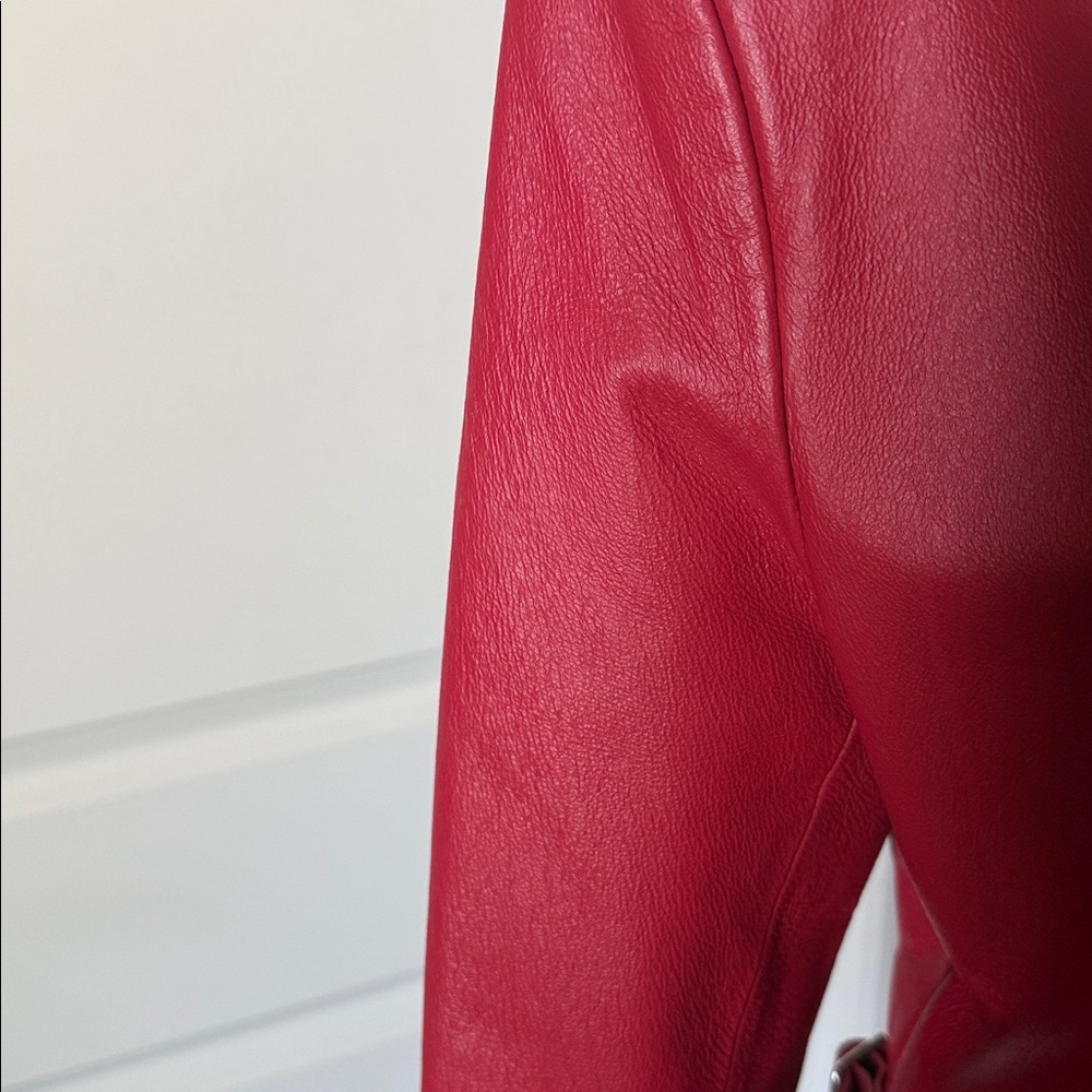 TRIBECA STUDIO Vintage Women’s Red Leather Jacket Zippered Size M - Picture 13 of 15